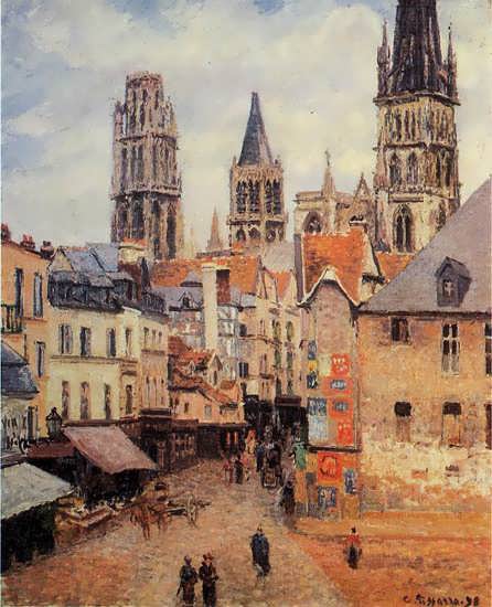 CamillePissarro-RuedelEppicerieRouenMorningGreyWeather1