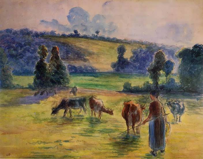 CamillePissarro-StudyforCowherdatEragny2