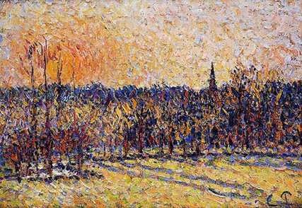 CamillePissarro-SunsetBazincourtSteeple1