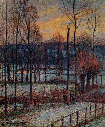 CamillePissarro-TheEffectofSnowSunsetEragny1