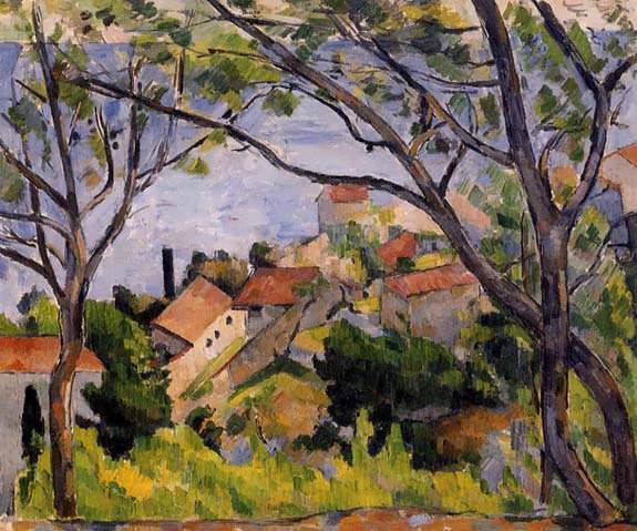 Cezanne-LEstaqueViewthroughtheTrees1