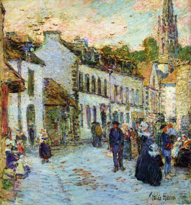 FrederickChildeHassam-StreetinPontAven-Evening1