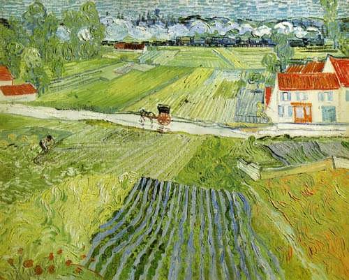Gogh-LandscapewithCarriageandTrain
