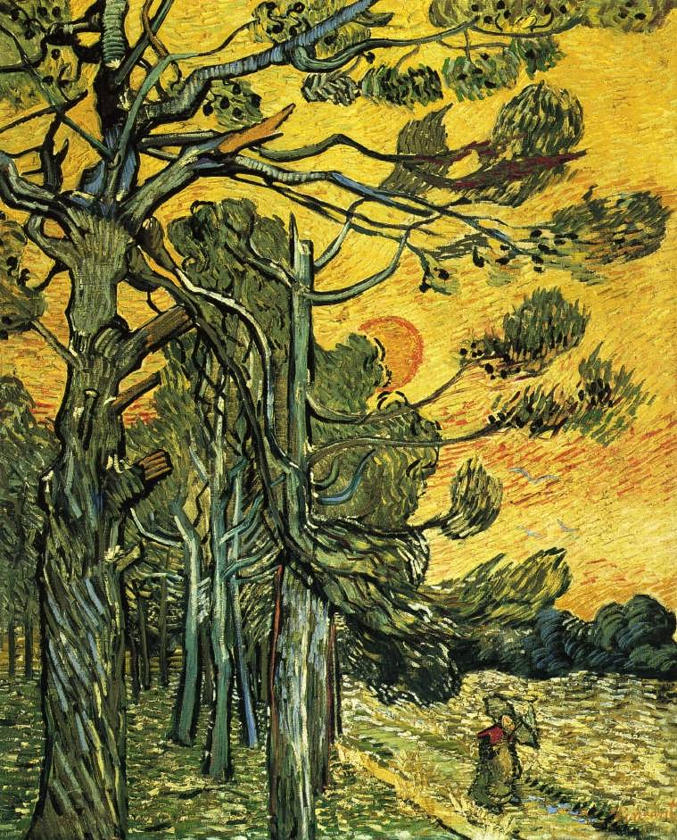 Gogh-PineTreesagainstanEveningSkyakaWeatherbeatenPineTrees1