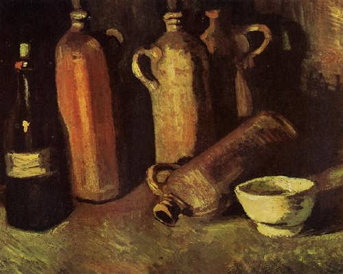 Gogh-StillLifewithFourStoneBottlesFlaskandWhiteCup1