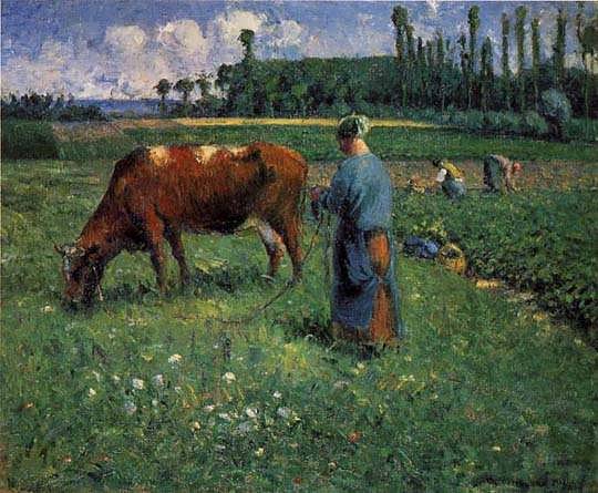 CamillePissarro-GirlTendingaCowinaPasture2