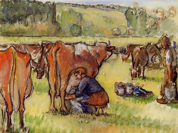 CamillePissarro-MilkingCows