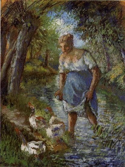 CamillePissarro-PeasantCrossingaStream