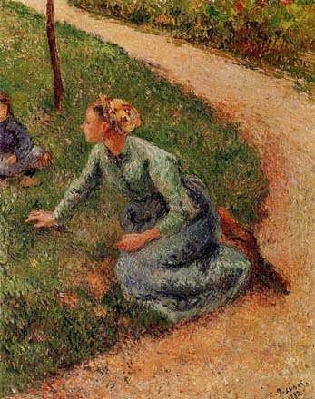 CamillePissarro-PeasantTrimmingtheLawn