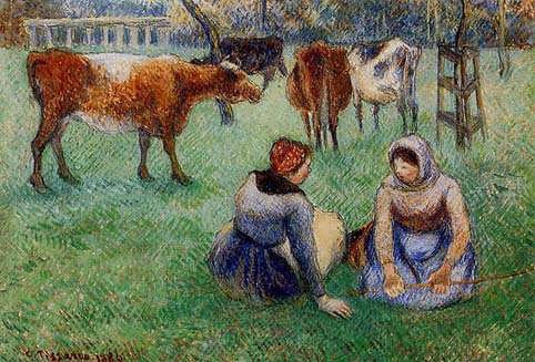 CamillePissarro-SeatedPeasantsWatchingCows