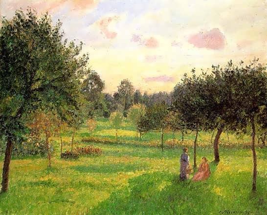 CamillePissarro-TwoWomeninaMeadowSunsetatEragny1