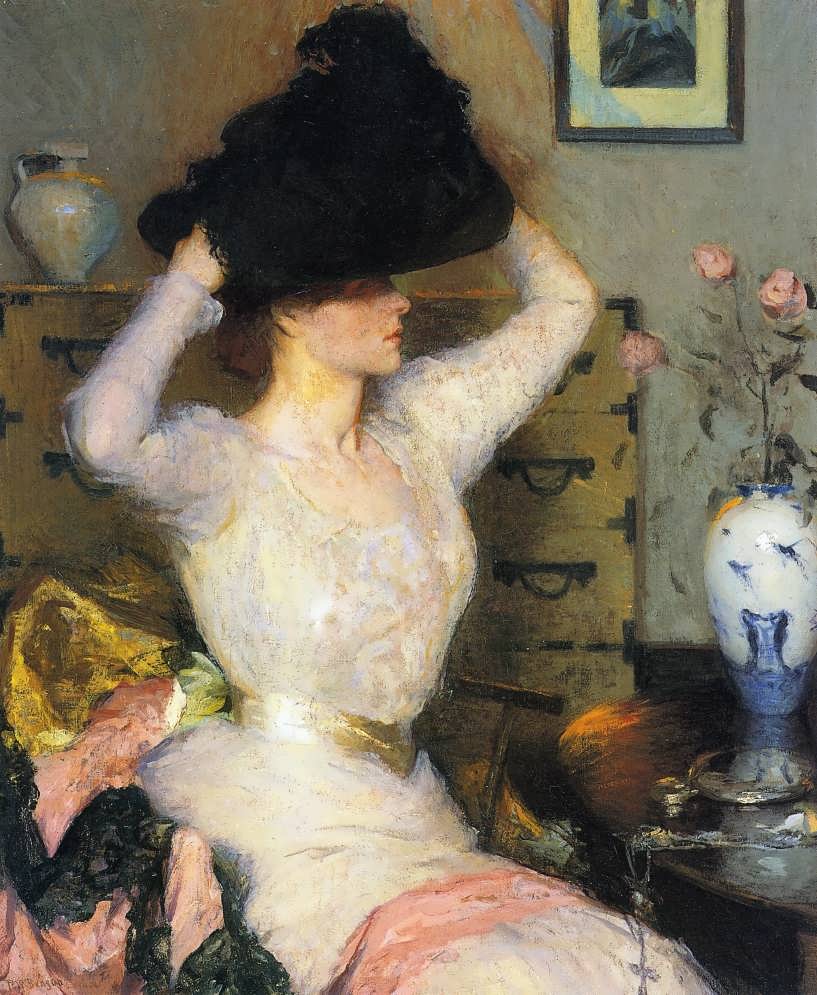 FrankW.Benson-LadyTryingonaHatakaTheBlackHat1