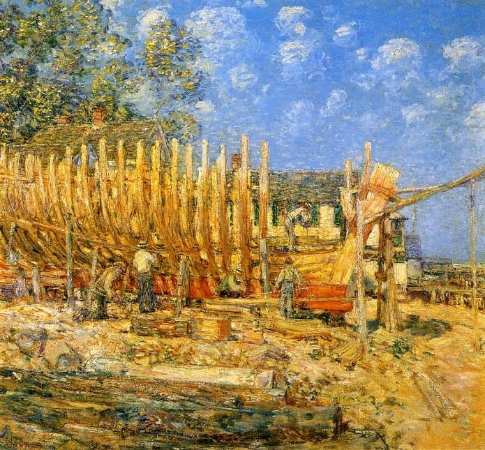 FrederickChildeHassam-BuildingtheSchoonerProvincetown