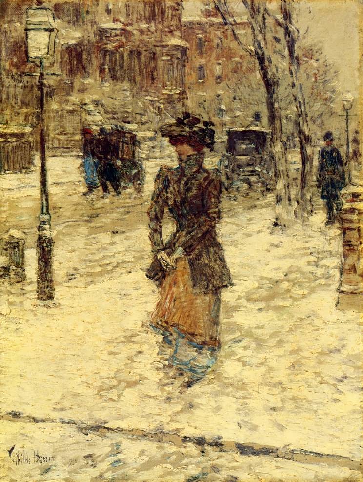 FrederickChildeHassam-LadyWalkingdownFifthAvenue