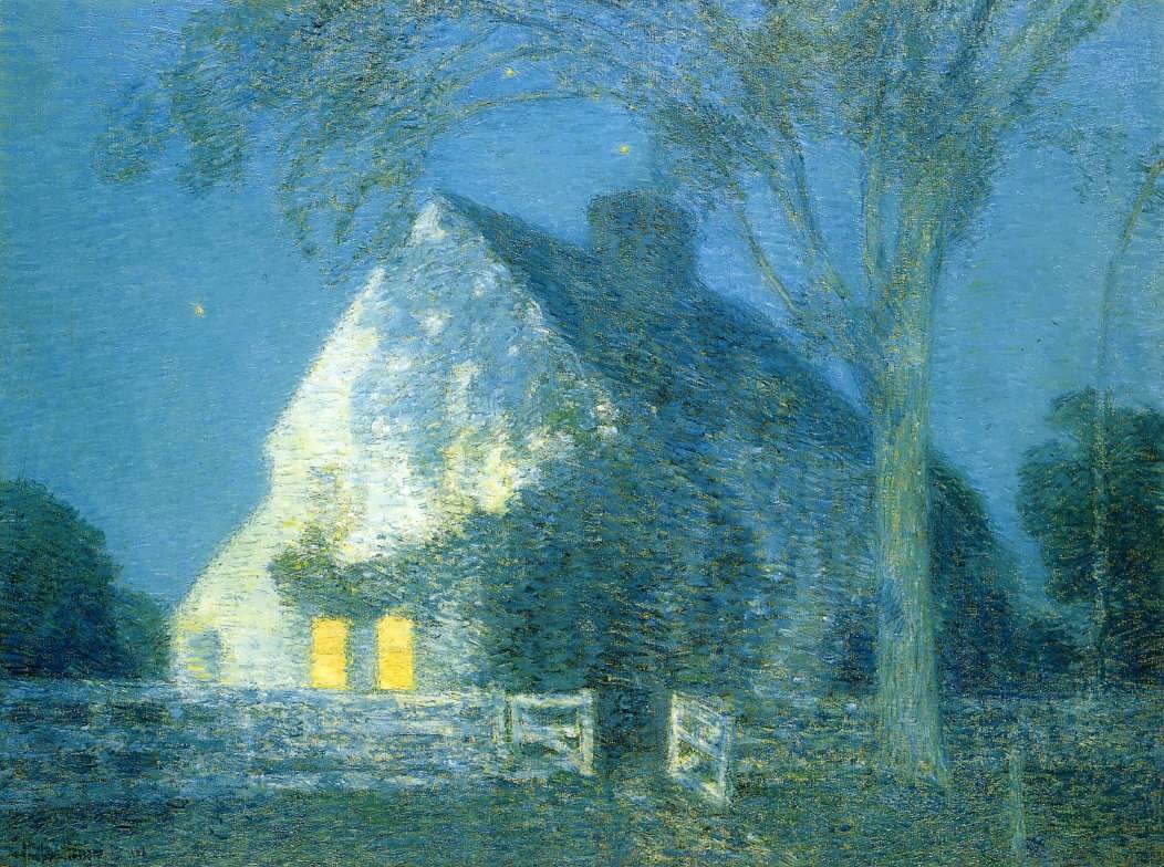 FrederickChildeHassam-MoolighttheOldHouse