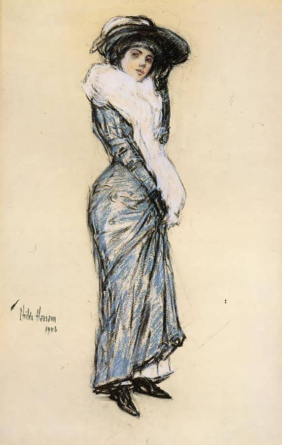 FrederickChildeHassam-PortraitofaLadyinBlueDress