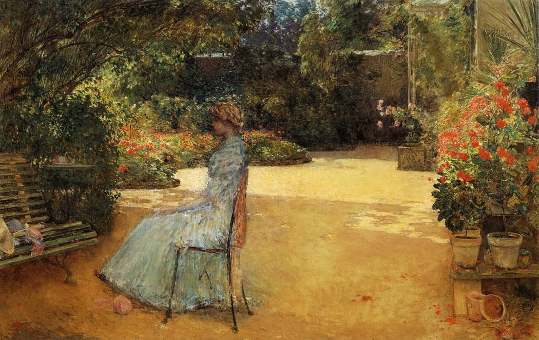 FrederickChildeHassam-TheArtistsWifeinaGardenVilliers-le-Bel