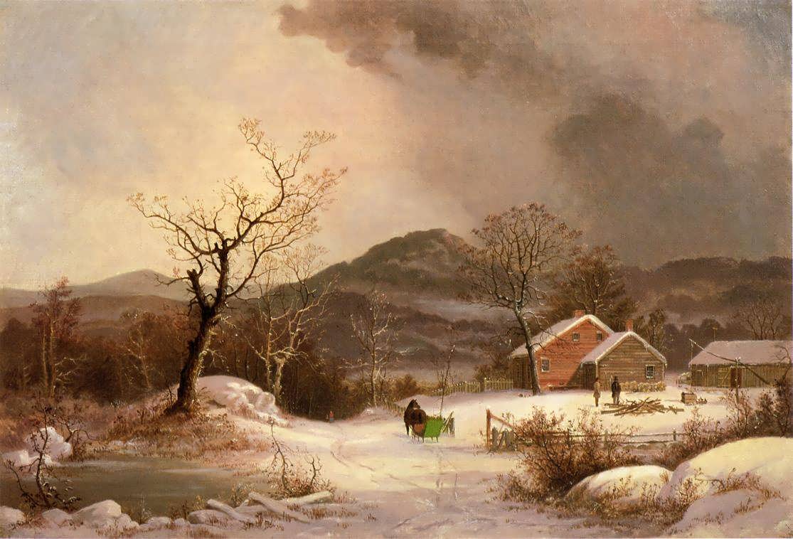 GeorgeHenryDurrie-FarmsteadandSleighinWinter1