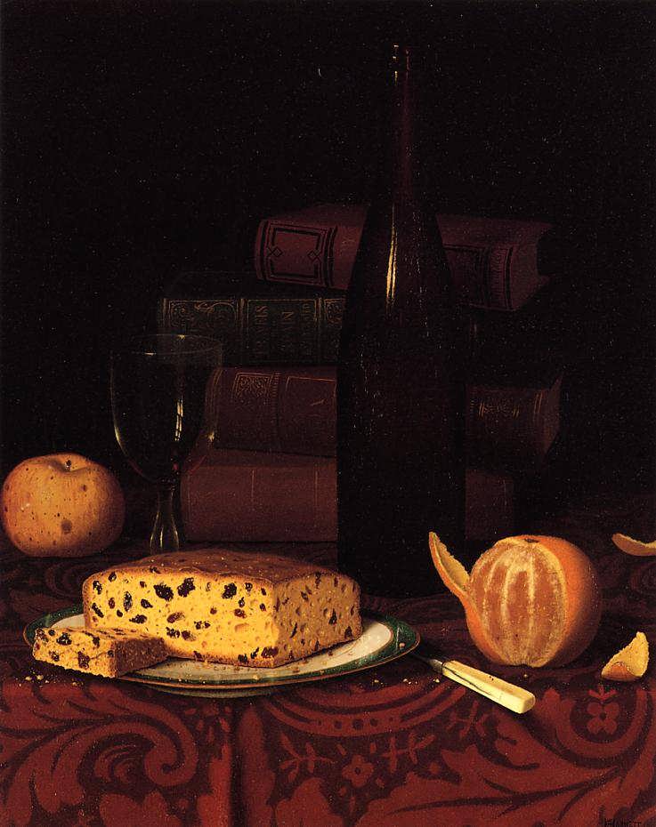 Harnett-StillLifewithRaisinCakeFruitandWine