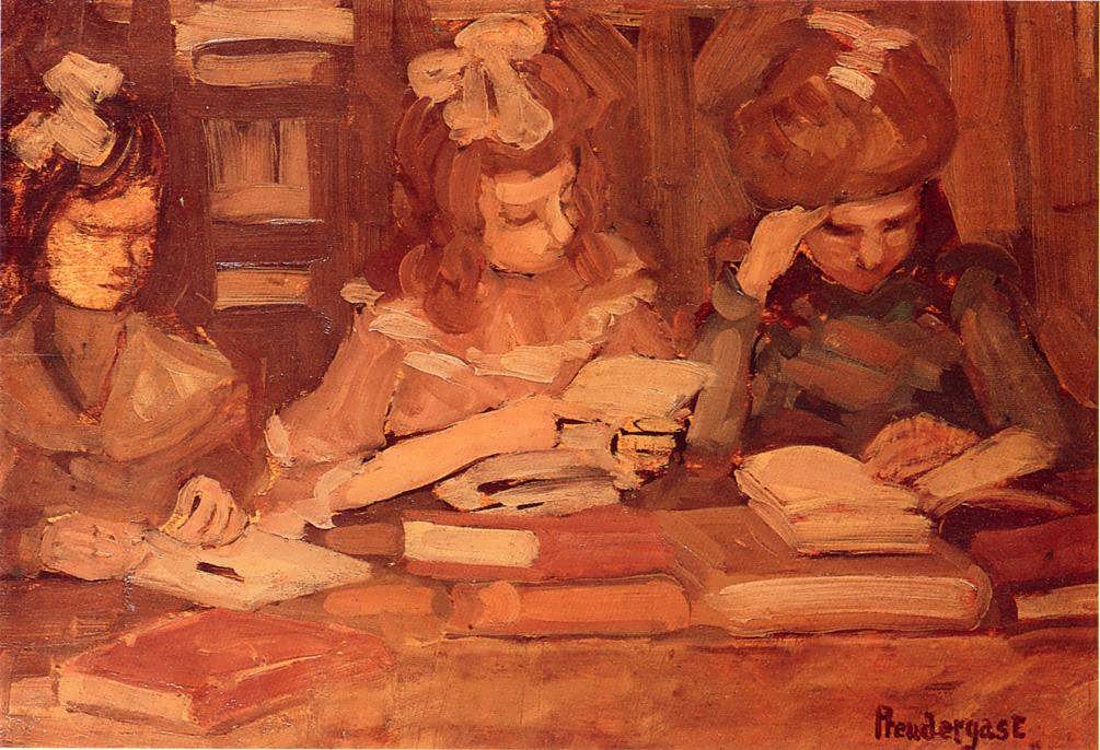 MauricePrendergast-IntheLibraryakaThreeSchoolGirls