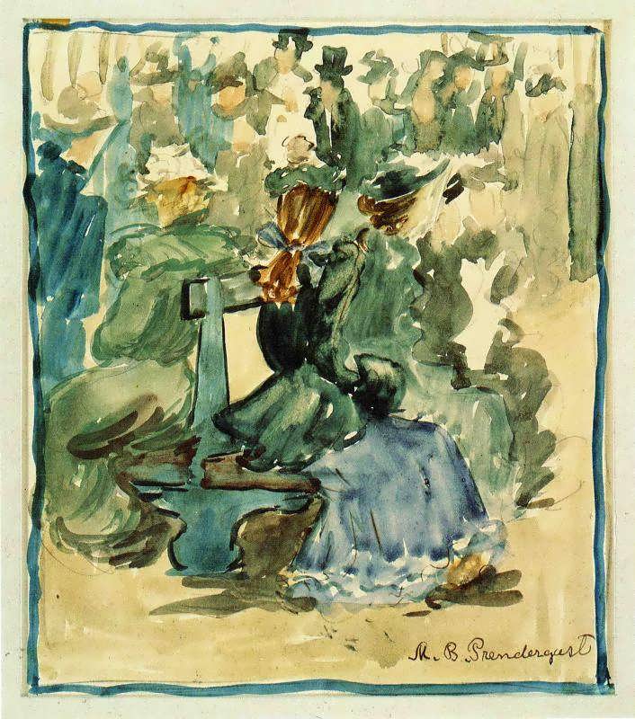 MauricePrendergast-LadiesSeatedonaBenchakaLadiesinthePark