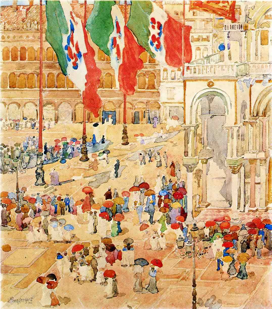 MauricePrendergast-PiazzaofStMarksakaThePiazzaFlagsVenice