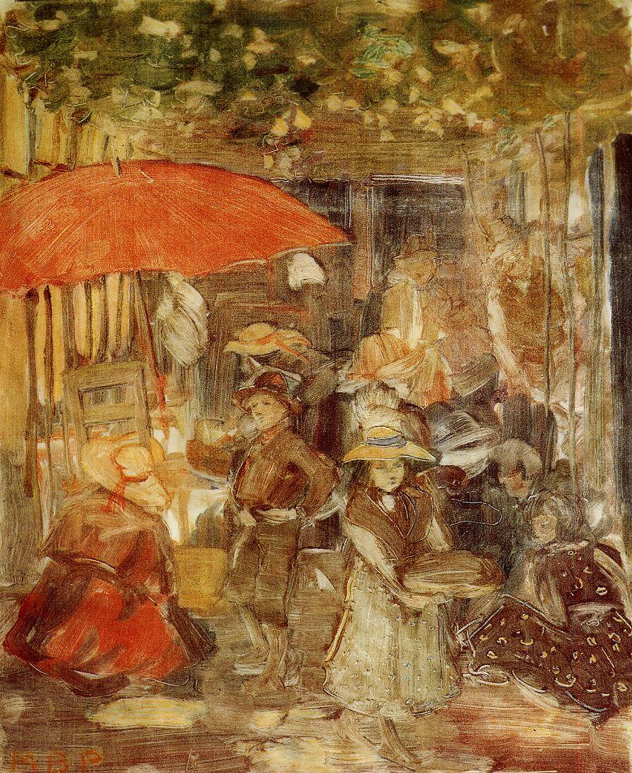 MauricePrendergast-PicnicwithRedUmbrella