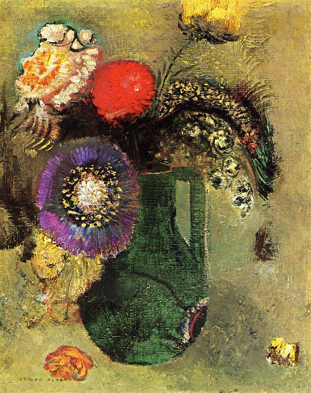 OdilonRedon-FlowersinGreenVasewithHandles1