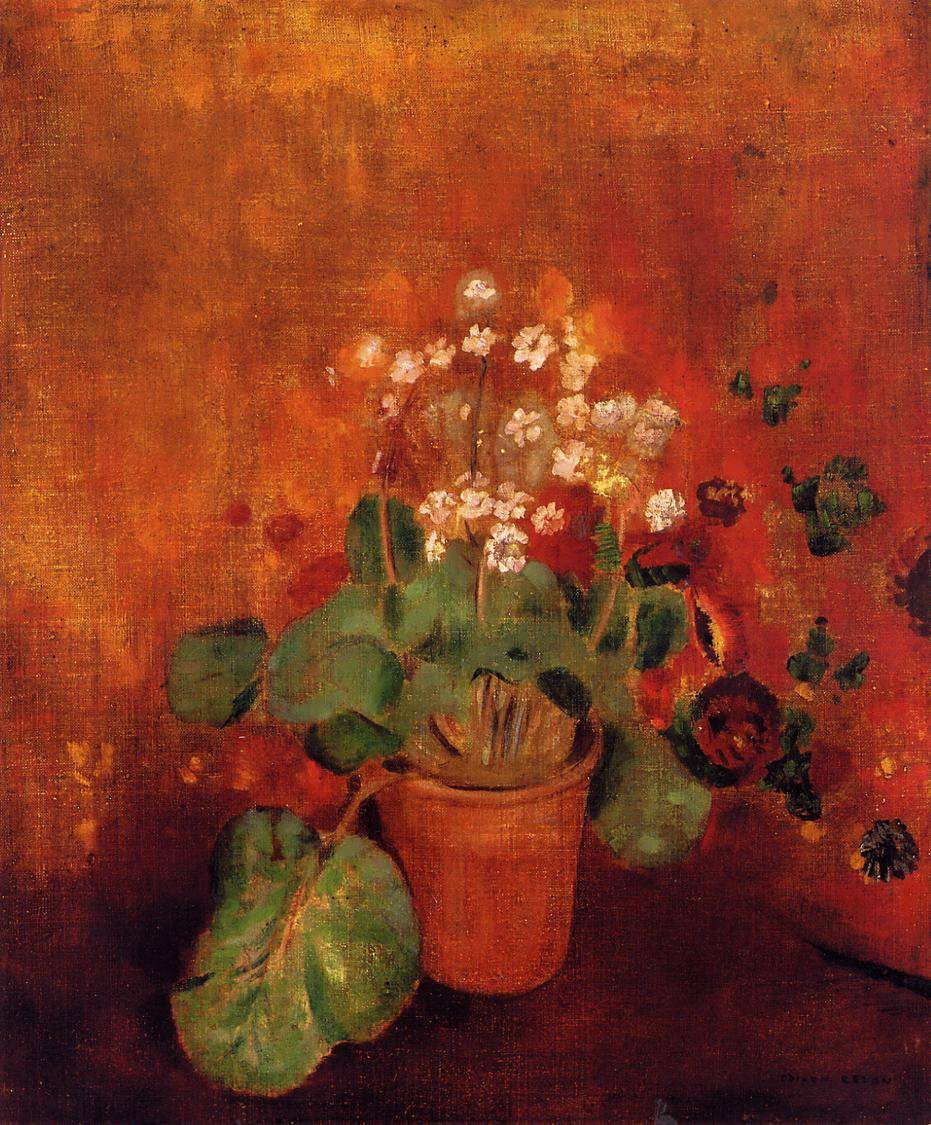 OdilonRedon-FlowersinaPortonaRedBackground1