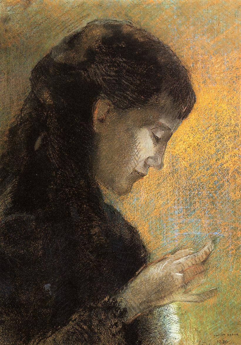 OdilonRedon-PortraitofMadameRedonEmbroidering