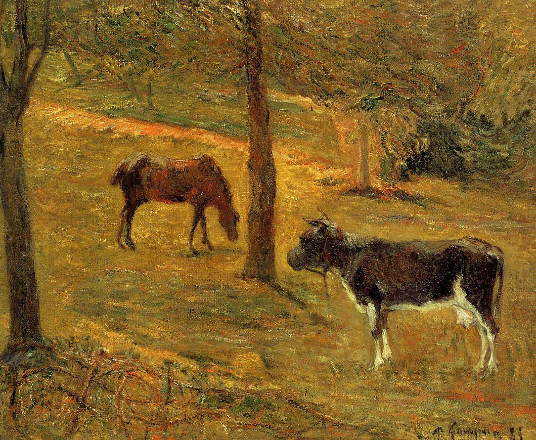 PaulGauguin-HorseandCowinaField1