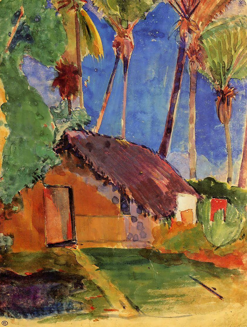PaulGauguin-ThatchedHutunderPalmTrees